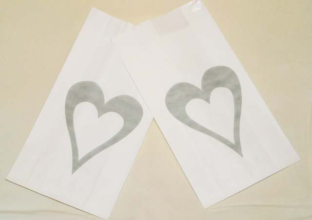 Wedding - Christening Cake Bags - Silver Large Heart x 10 Pack